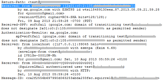 Google conversing in IPv6 with our SMTP server