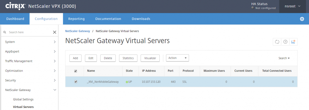 NetScaler Gateway Virtual Server