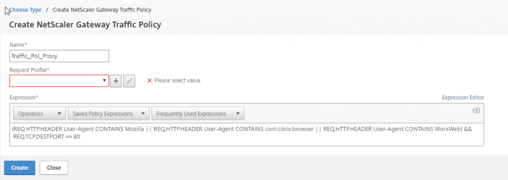NetScaler Gateway Traffic Policy