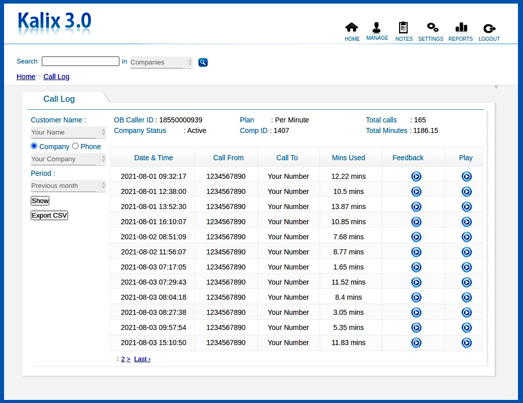 Call Logs Recording and Feedback