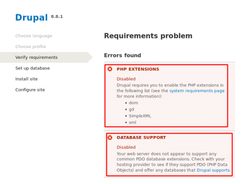 Resolved: "PHP Extensions Disabled" Error On Drupal 8