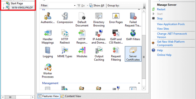 Install SSL certificate IIS 8: Server Certificate