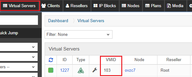 SolusVM OpenVZ templates VMID