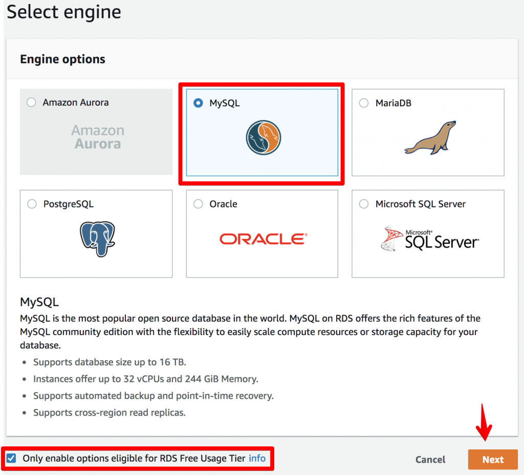 Clusters with Prisma Cloud & AWS RDS:Selecting engine