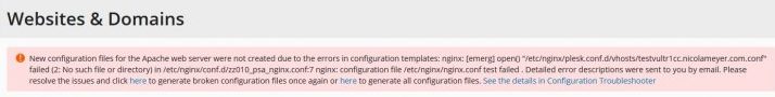 “Syntax error on line 31 of /etc/httpd/conf.d/php.conf“ in Plesk