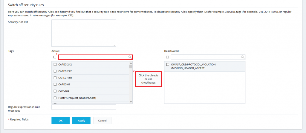 How to disable specific ModSecurity rules in Plesk : by rule tags