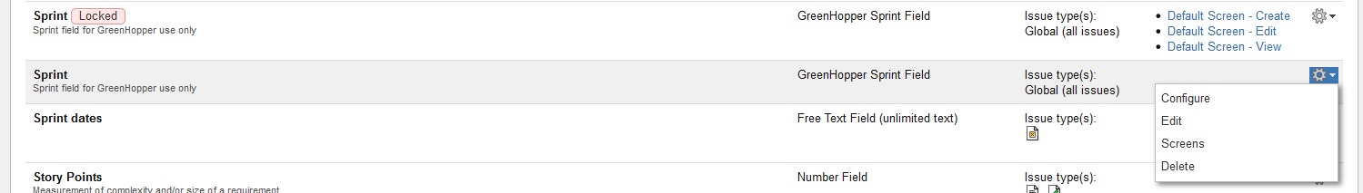 Deleting Duplicated Locked Sprint Customfield for JIRA Agile