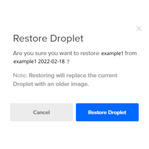 Digitalocean restore droplet from backup