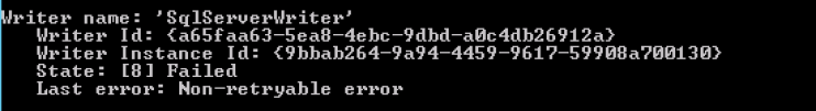 SqlServerWriter 8 failed Non-retryable error