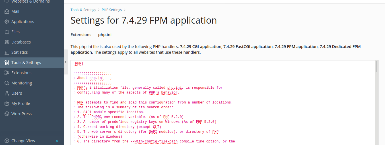 php max input vars plesk