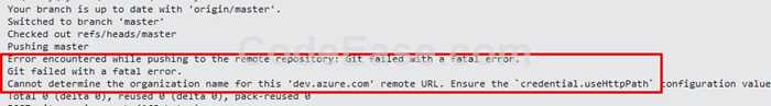 cannot determine the organization name for this 'dev.azure.com' remote url