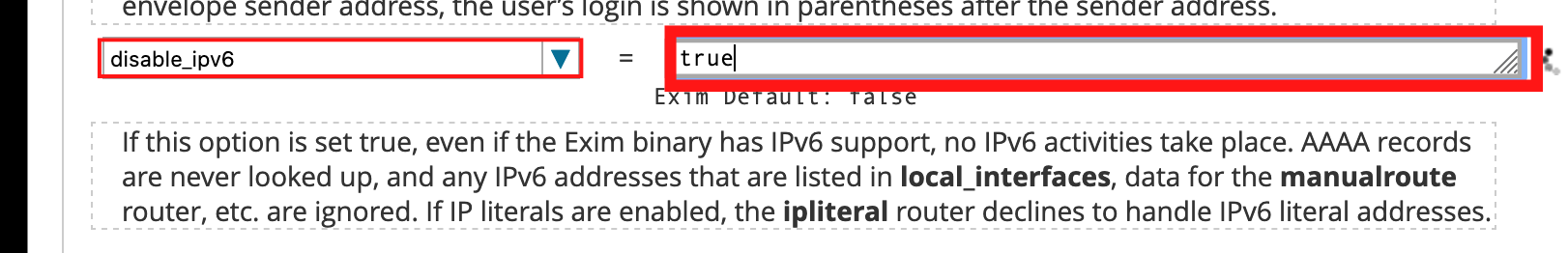 exim disable ipv6