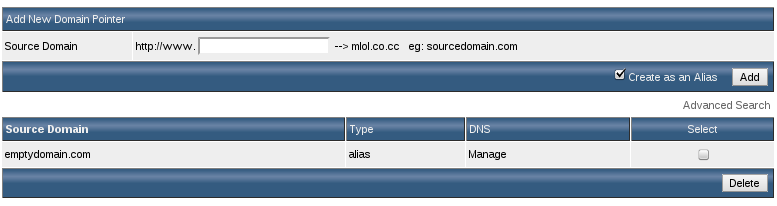 domain alias in directadmin