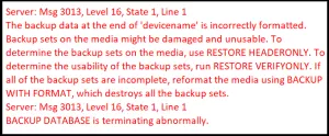 sql server backup error 3013