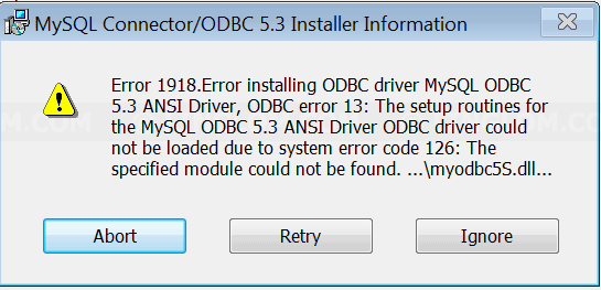 MySQL Error 1918: Installing ODBC driver