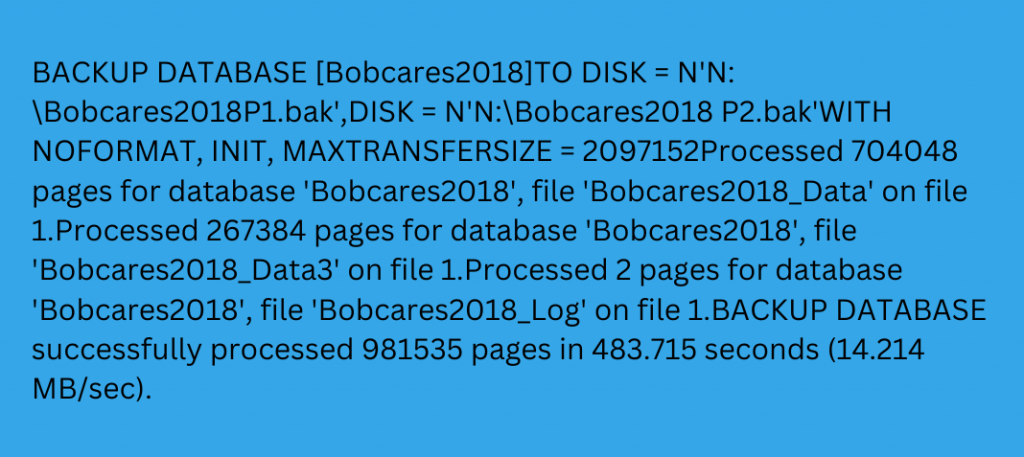 SQL Server Backup Buffercount MAXTRANSFERSIZE