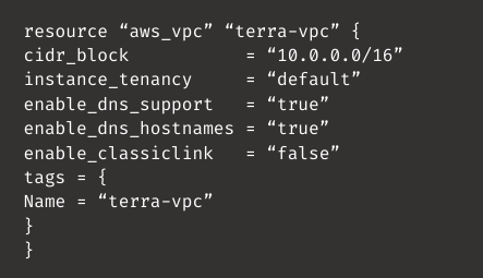 setup VPC via Terraform