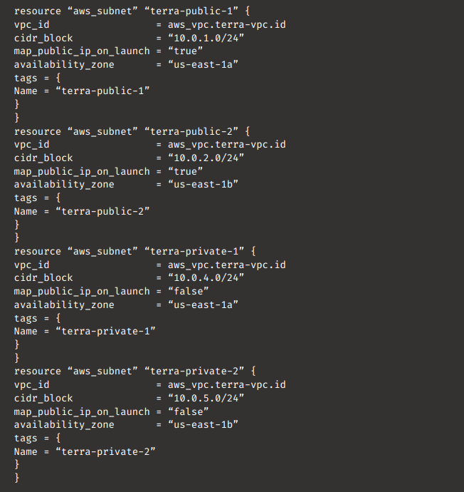 setup VPC via Terraform