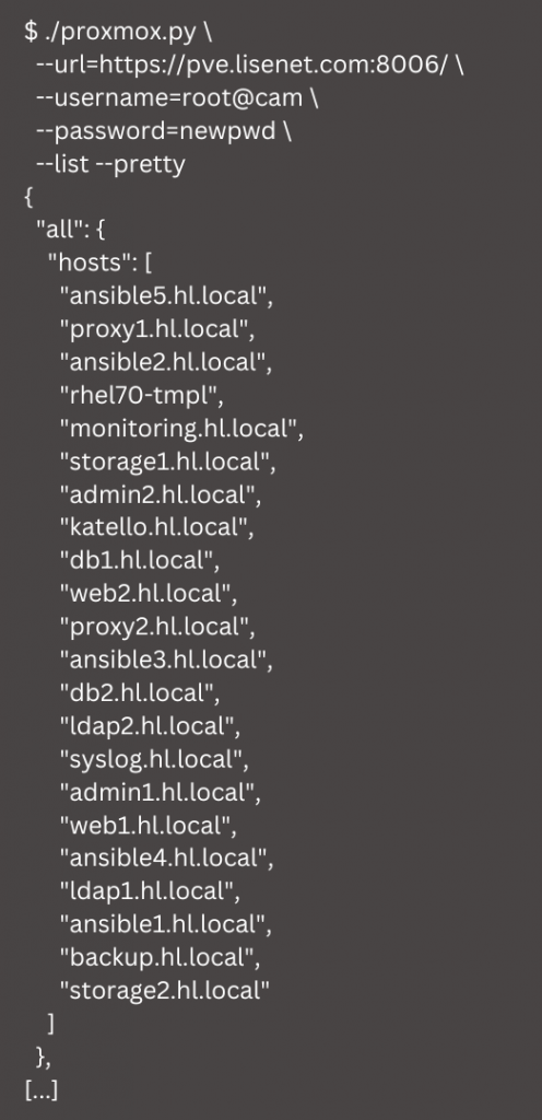 Proxmox dynamic inventory for Ansible