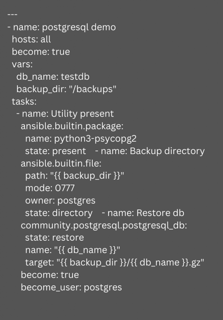 Ansible postgresql_db Restore option | A Quick Introduction