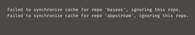 Failed to synchronize cache for repo appstream