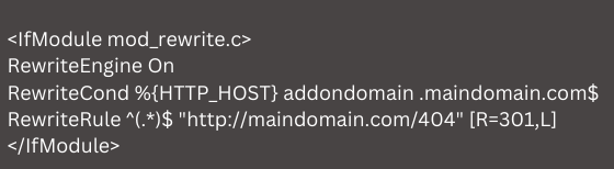 cPanel addon domain without subdomain