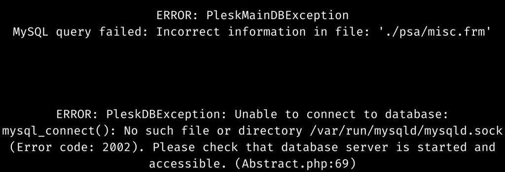 MySQL databases innodb corrution case on Plesk