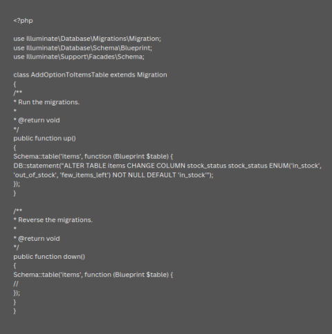 How to add enum value in Laravel Migration
