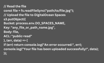  upload files to DigitalOceans Space with Nodejs 