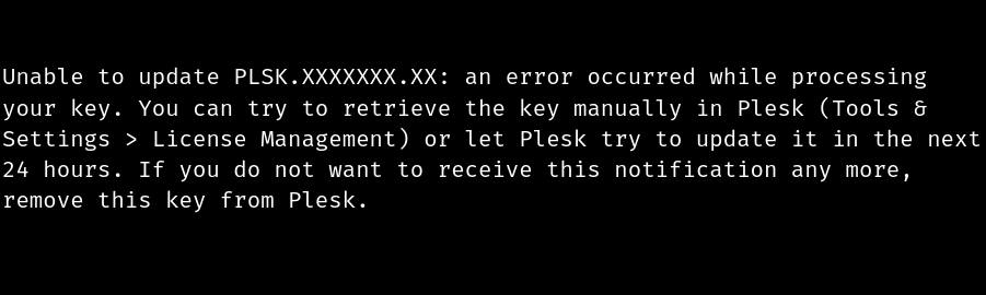 plesk key update deferral notification