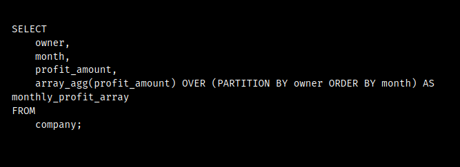 postgres window function array_agg