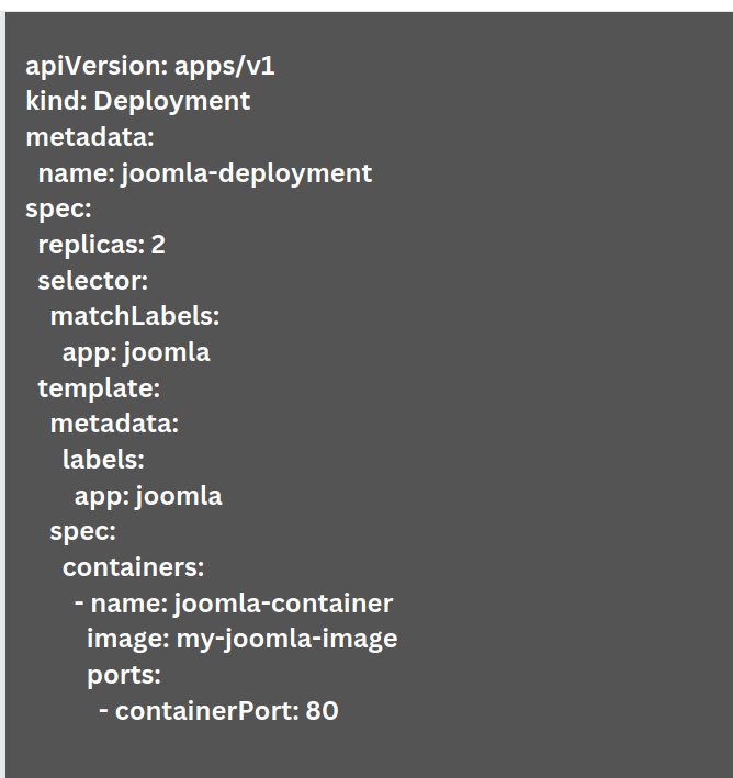 Deploy Joomla in Kubernetes- Deployment resource