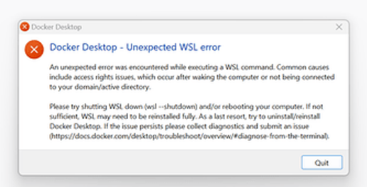 Docker Desktop Unexpected WSL error | Fixed