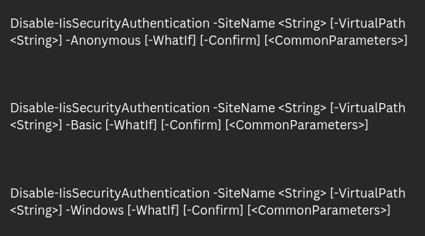 Powershell IIS Disable Anonymous Authentication