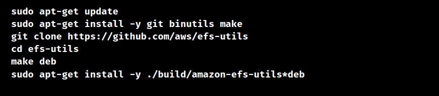 mount unknown filesystem type efs