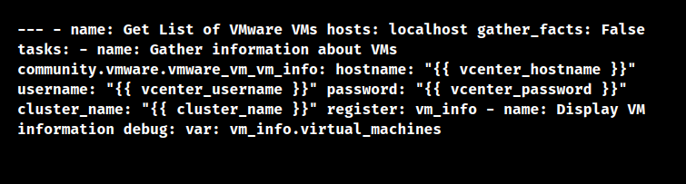 ansible vmware get list of vms