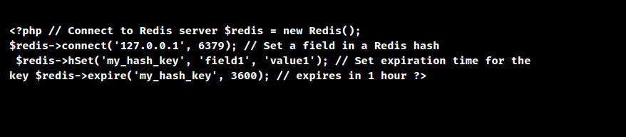 php redis hset expire