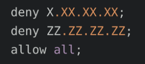 use multiple `deny` directives:
