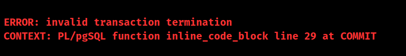2d000 invalid transaction termination postgresql