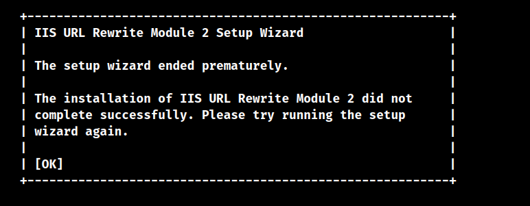 iis url rewrite module 2 setup wizard ended prematurely