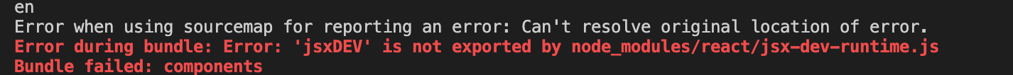 error 'jsx' is not exported by node_modules/react/jsx-runtime.js