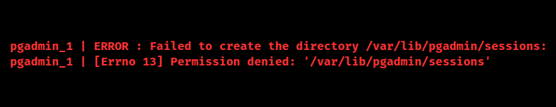 docker permission denied '/var/lib/pgadmin/sessions'