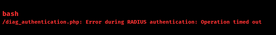 error during radius authentication operation timed out pfsense