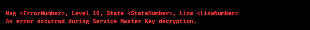 sql server an error occurred during service master key decryption