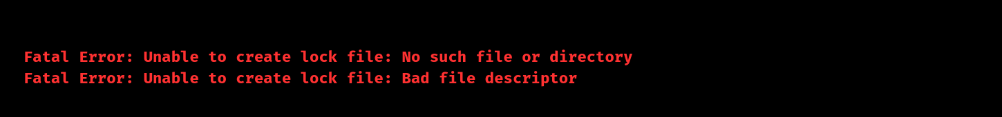 apache fatal error unable to create lock file