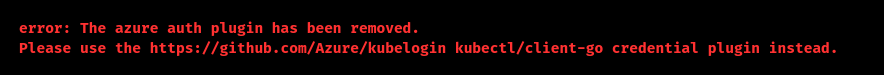 error the azure auth plugin has been removed