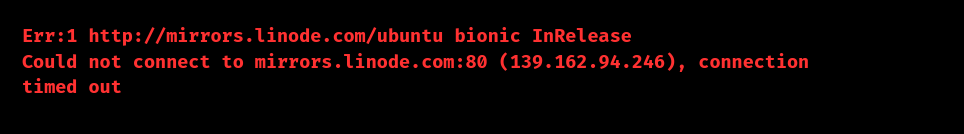 Could not connect to mirrors.linode.com:80