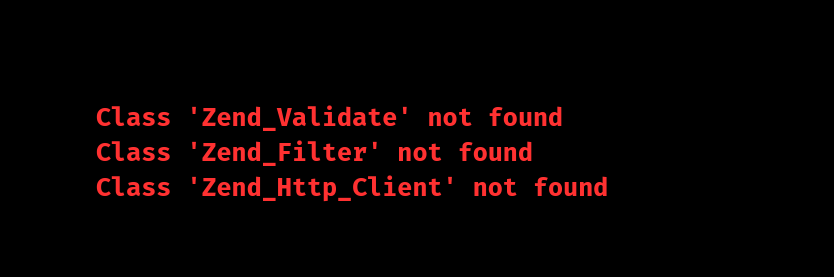 Error: Class “Zend_Validate” not found 