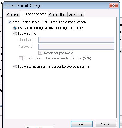 Microsoft Outlook - Enable authentication