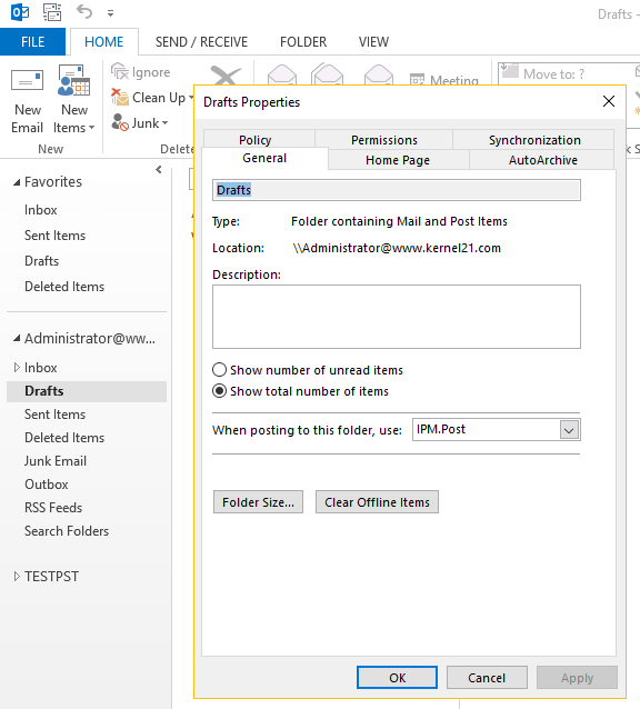 outlook 2016 sync issues 0x80004005